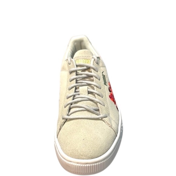 NWOT-Puma Women's Suede Classic Embroidered Floral Sneakers in Grey/White - Picture 9 of 15